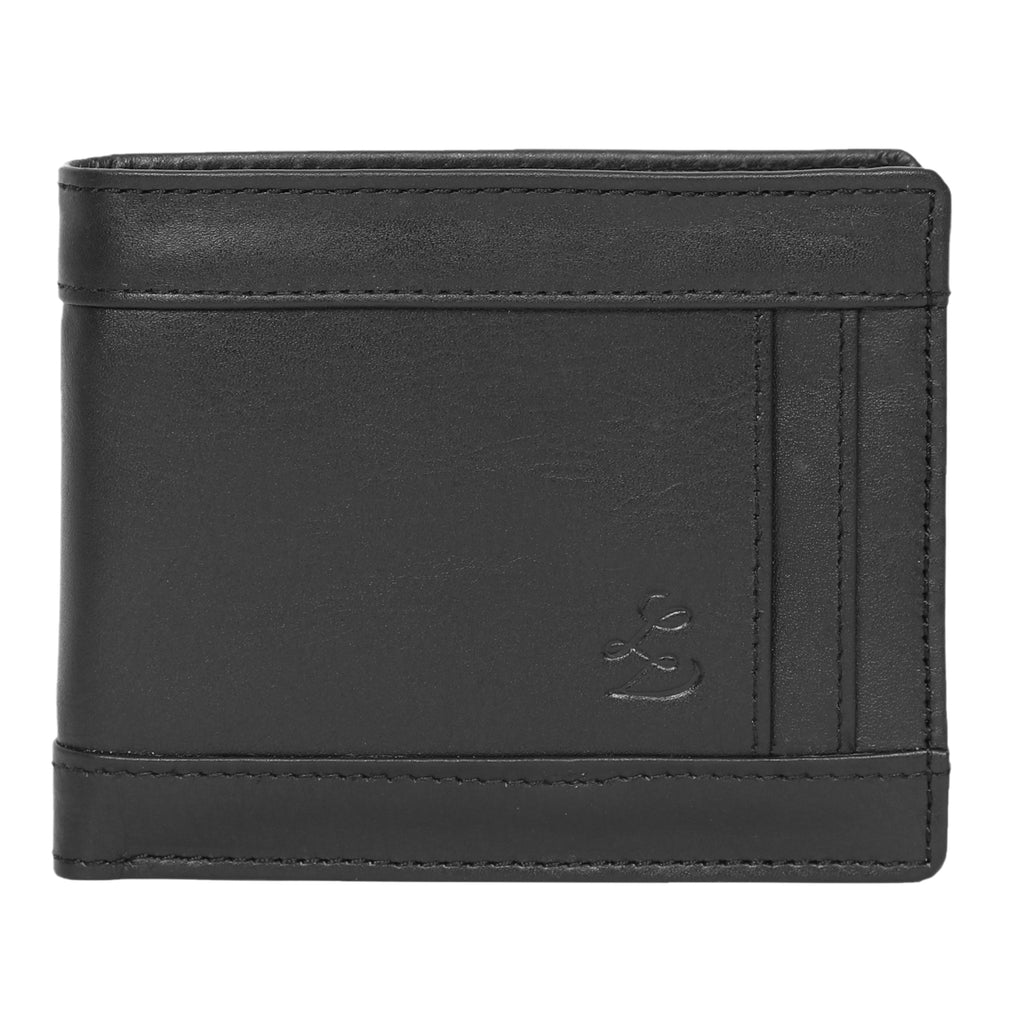 Men's Leather Wallet with coin pocket - BLACK