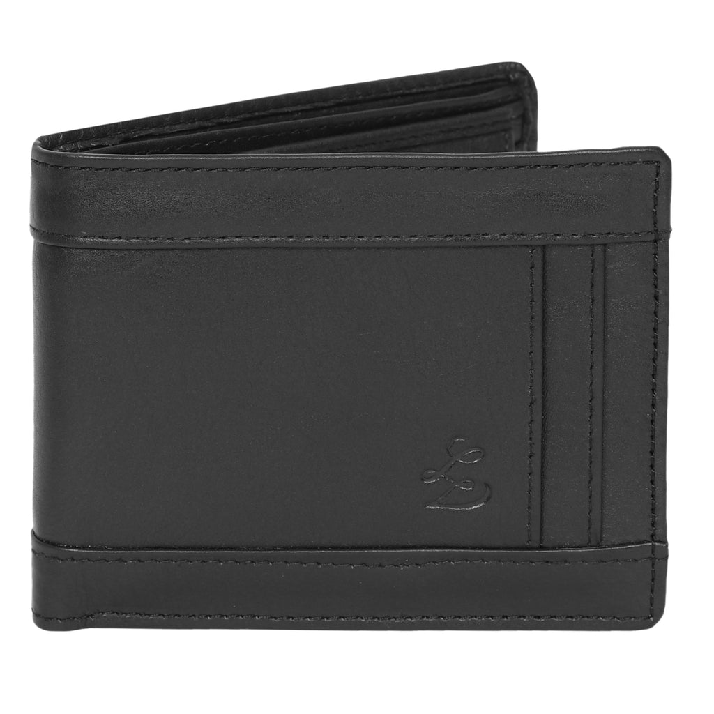 Men's Leather Wallet with coin pocket - BLACK