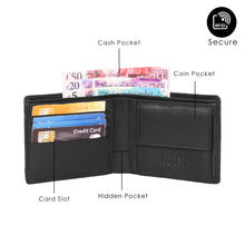 Load image into Gallery viewer, Men&#39;s Leather Wallet with coin pocket - BLACK