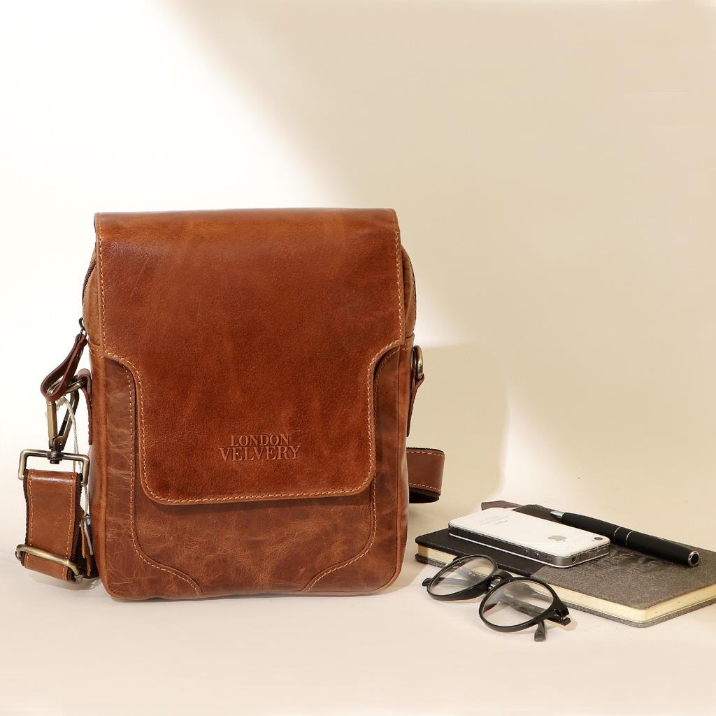 London Velvery Unisex Cross Body Leather Messenger Bag